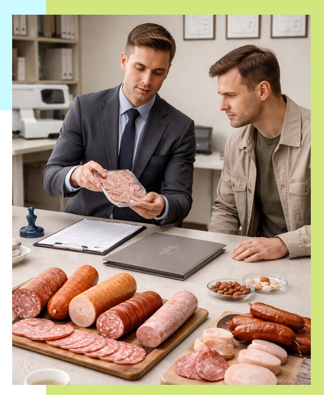 Сертификация колбасных изделий в Кизилюрте от 7745 р. | Алешин-Кзт